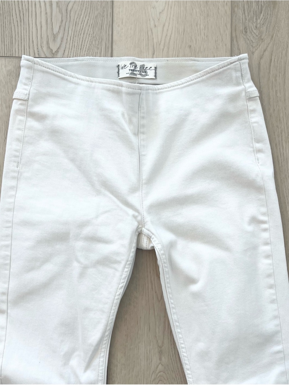 Free People We The Free Penny Pull On Flare Stretch High Rise Pants Ivory SZ 26 - Picture 3 of 9